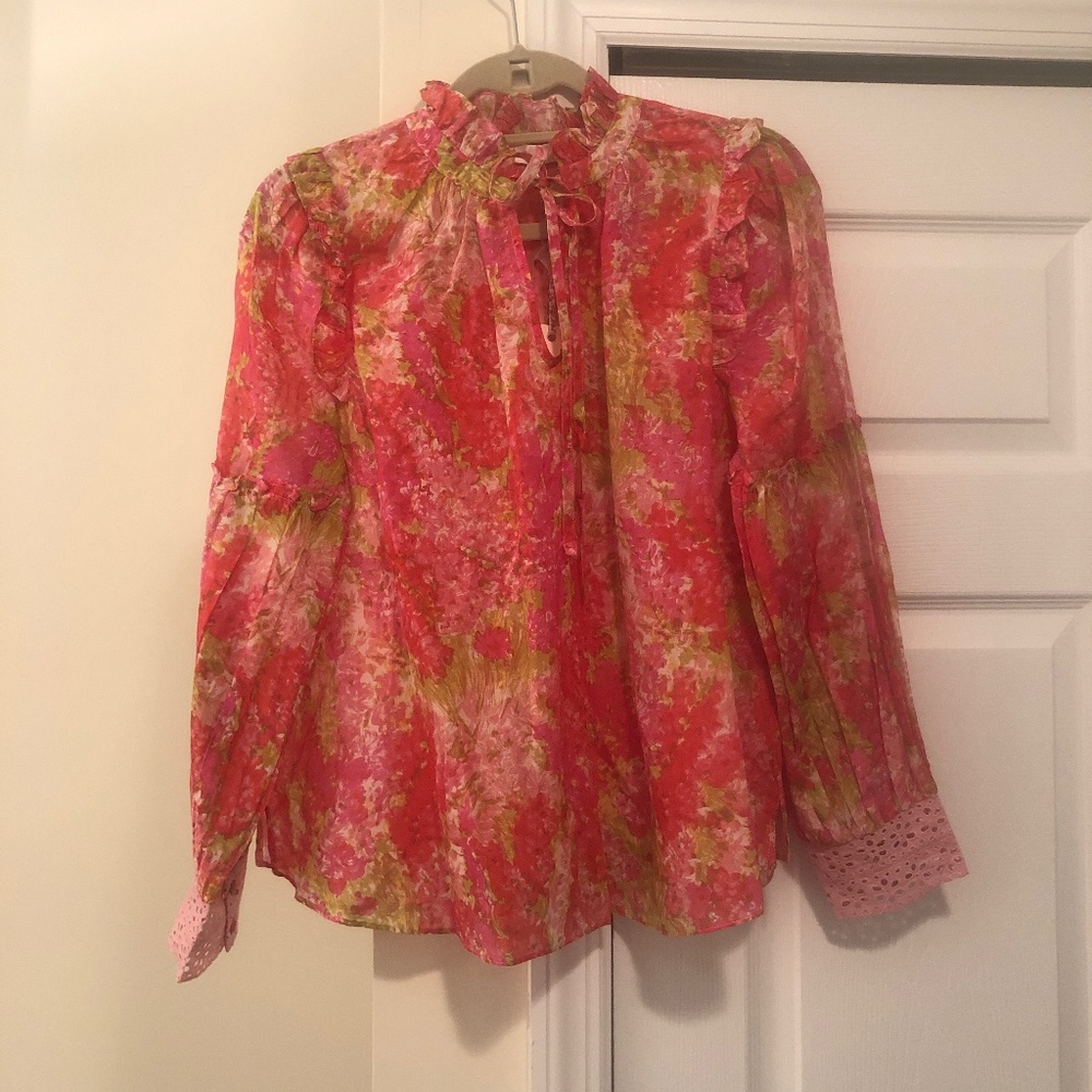 LoveShackFancy Ronalda Lace-Trimmed Blouse